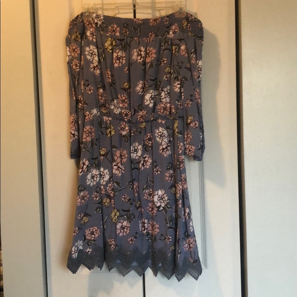 Floral Periwinkle Off Shoulder Dress
